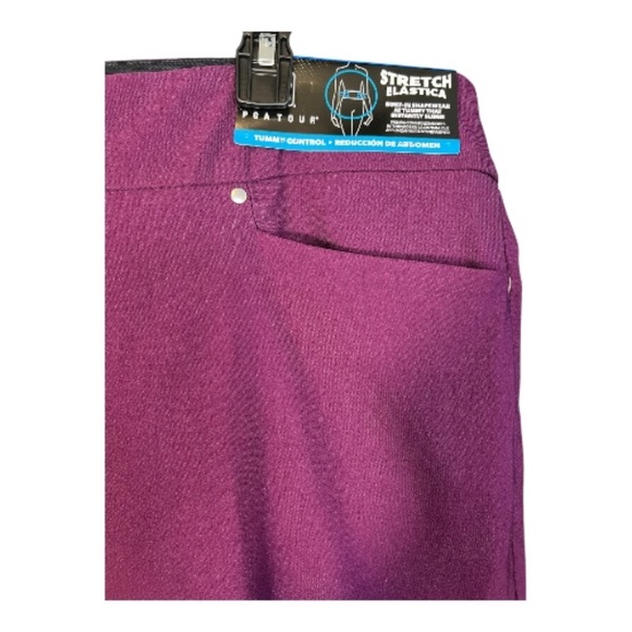 🆕 NWT PGA Tour Burgundy Tummy Control Pull-On Stretch Pants Size XL - Picture 3 of 7